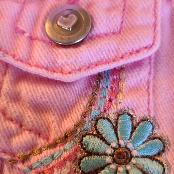 Light pink denim embroidered jacket - Picture 4 of 5
